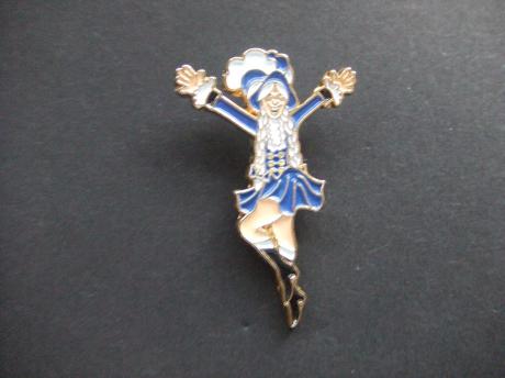 Carnaval danseres blauwe rok juichend